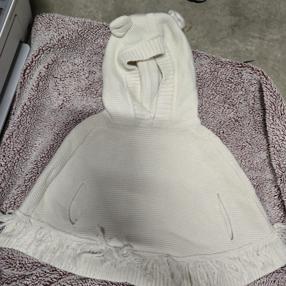 Cozy Cream Knit Poncho with Hood